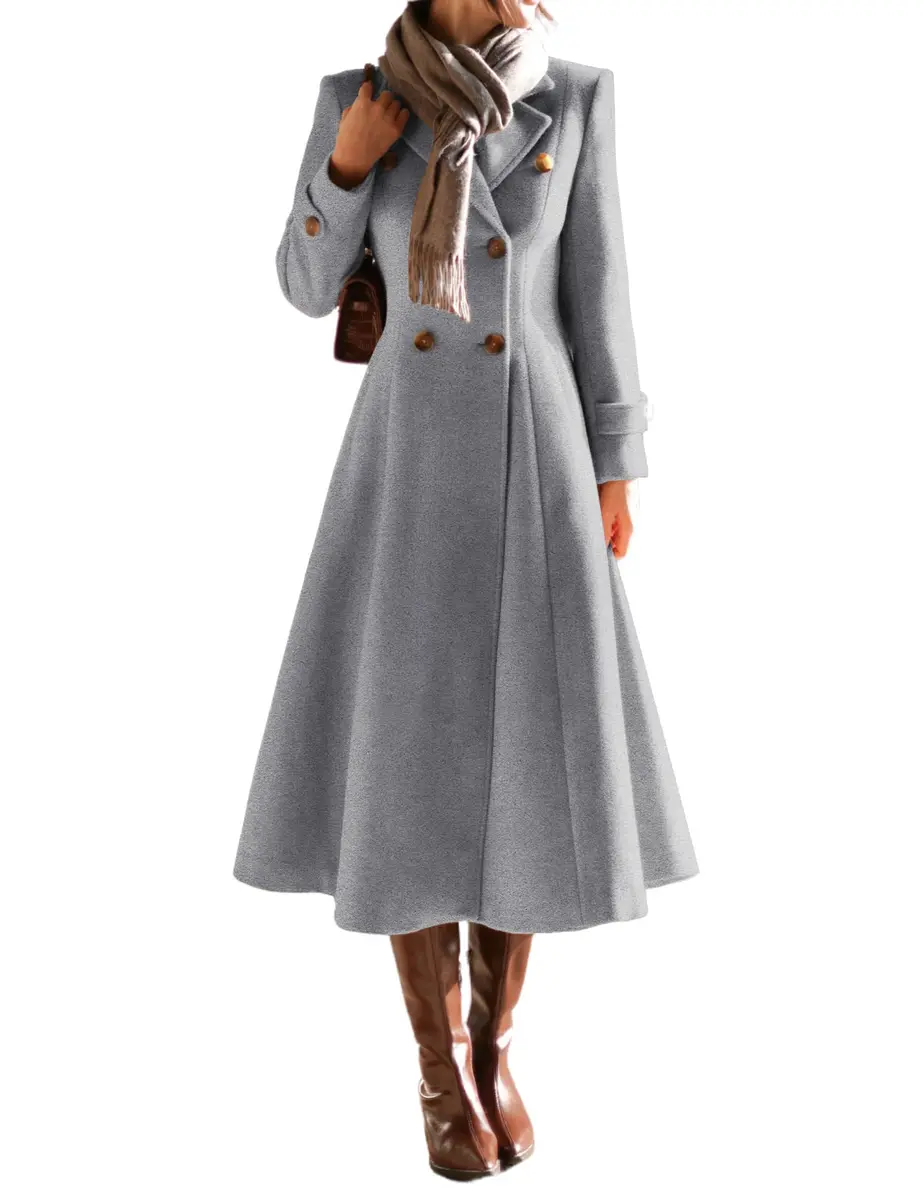IDEALSANXUN Long Wool Coat for Women 2026 Fall Winter | Double Breasted Peacoat Maxi - main product image