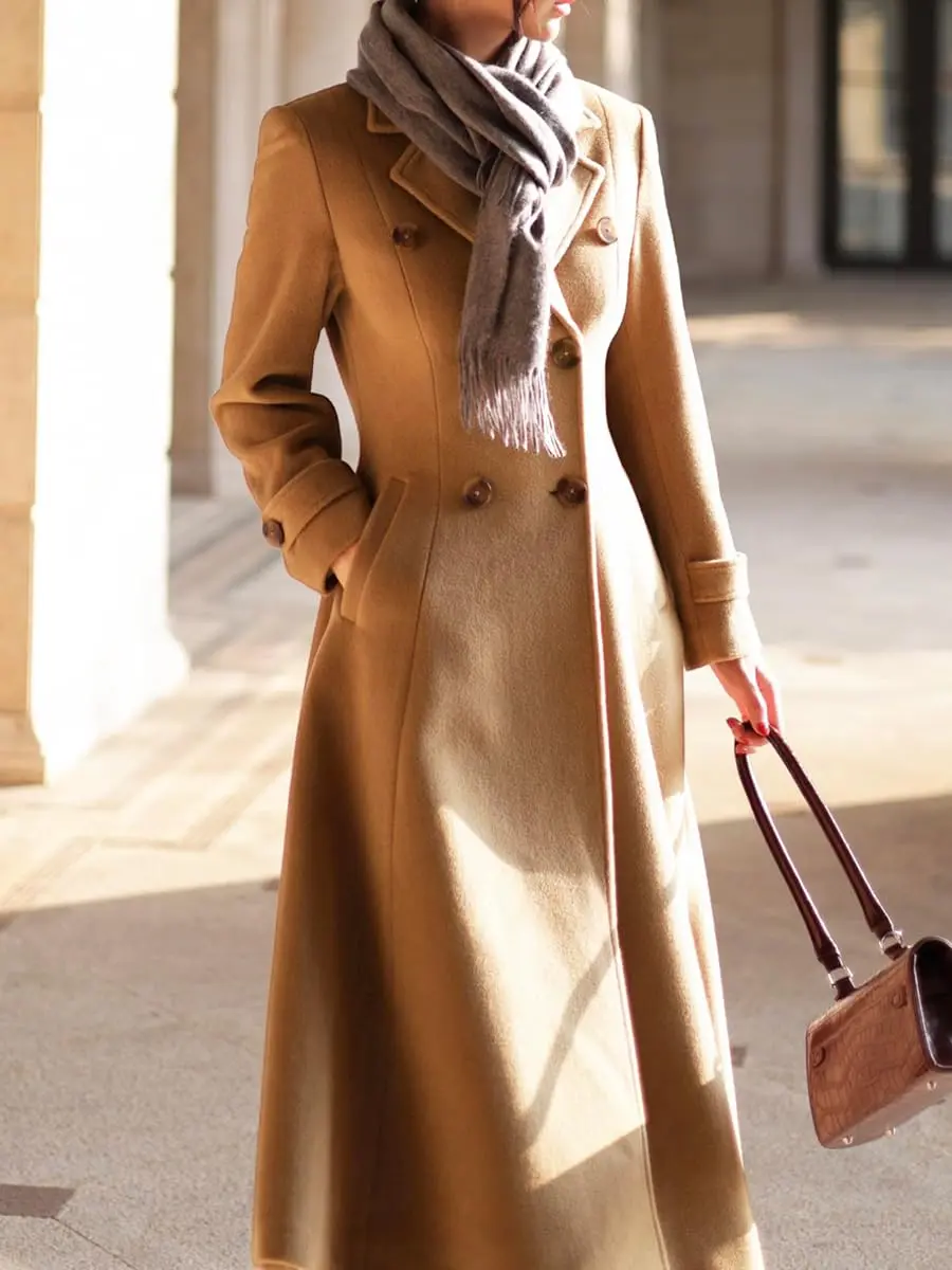 IDEALSANXUN Wool Blazer for Women 2026 Camel | Double Breasted Office Coat - view 5