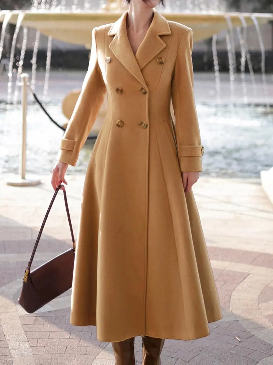 IDEALSANXUN Wool Blazer for Women 2026 Camel | Double Breasted Office Coat - view 6