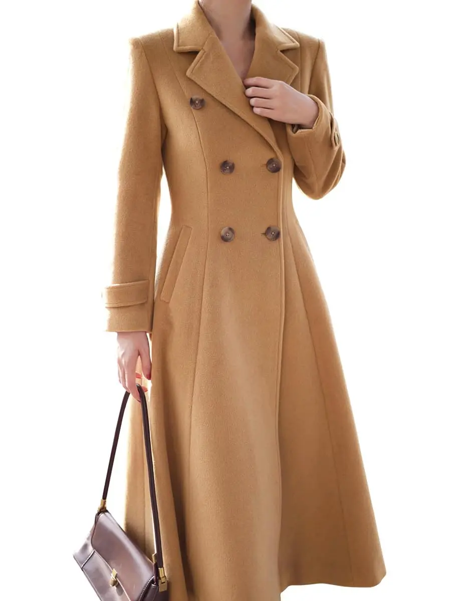IDEALSANXUN Wool Blazer for Women 2026 Camel | Double Breasted Office Coat - view 2