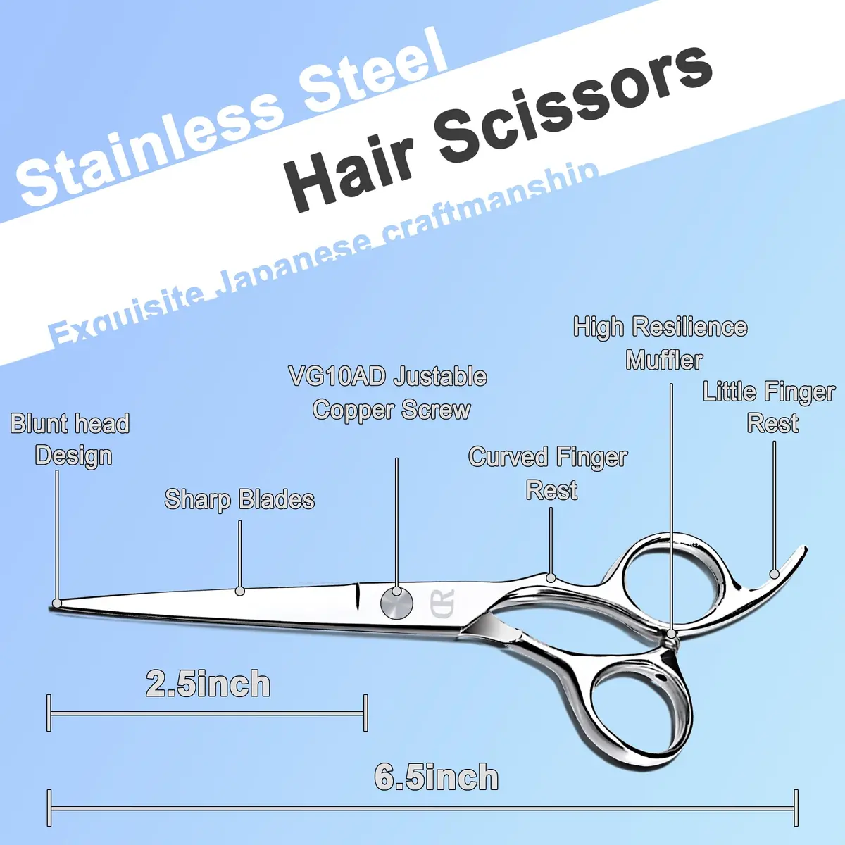 JAVENPROLIU Professional Hair Cutting Shears 6 Inch Barber Hair Scissors | Sharp Blades for Women, Men, Kids - view 2
