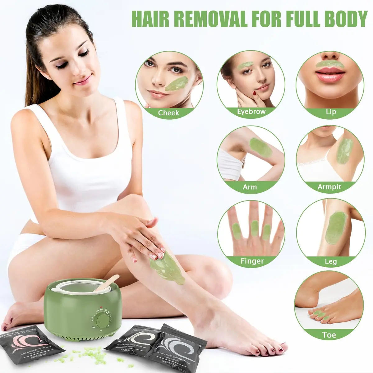 TIKESI Waxing Kit with Wax Warmer 14oz | Full Body Hair Removal for Women Men - view 5