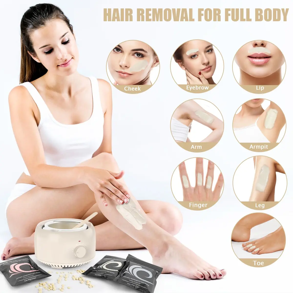 TIKESI Waxing Kit with Warmer 14oz | Full Body Hair Removal for Women Men - view 5