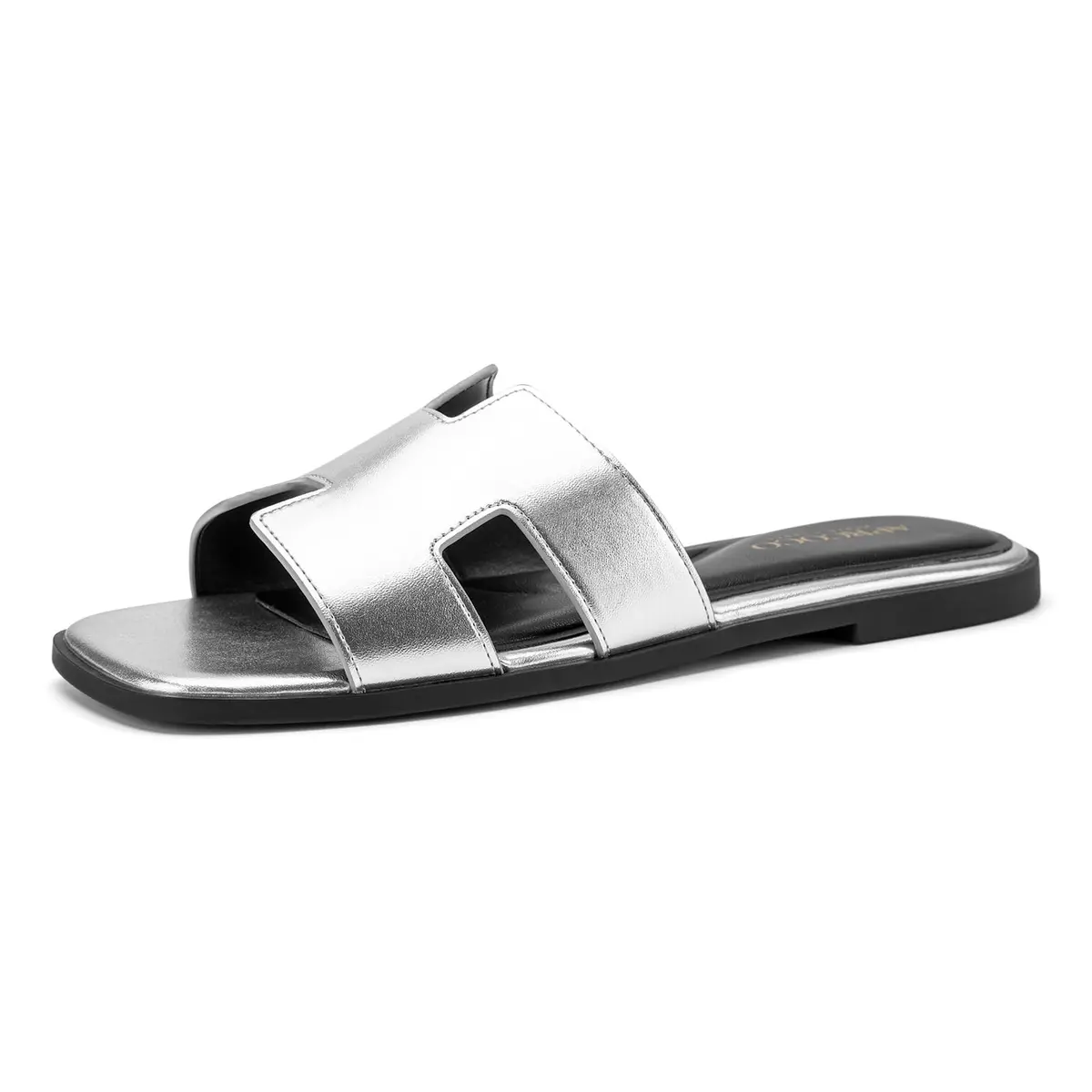 AprCoco Women's Classic H-Band Flat Sandals Silver US 8.5 | Comfortable Memory Foam Insole - view 5