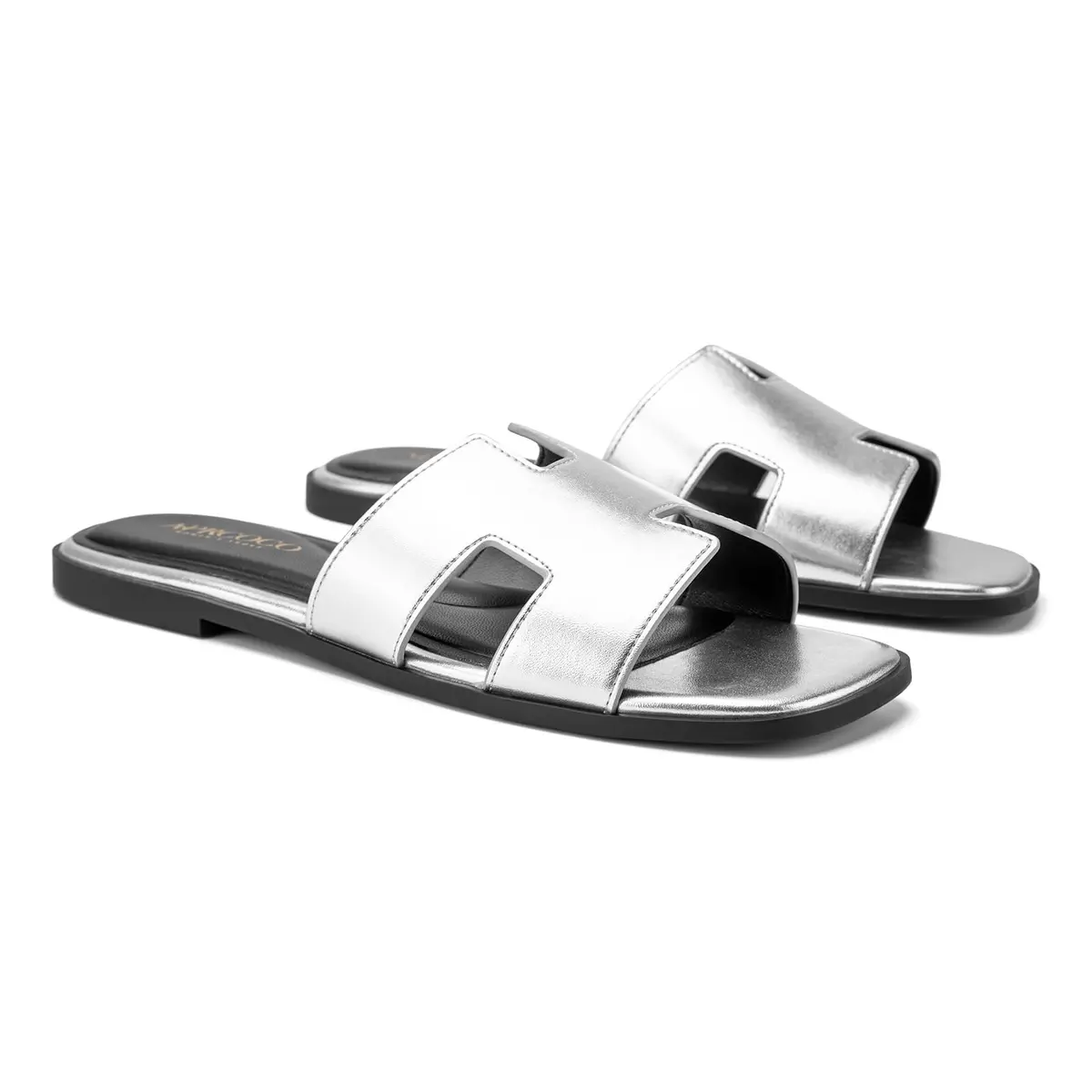 AprCoco Women's Classic H-Band Flat Sandals Silver US 8.5 | Comfortable Memory Foam Insole - view 6