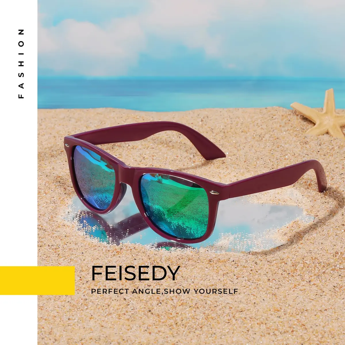 FEISEDY Classic Square Retro Polarized Sunglasses for Women & Men | 54mm (2.13 in) Lens Width - view 6
