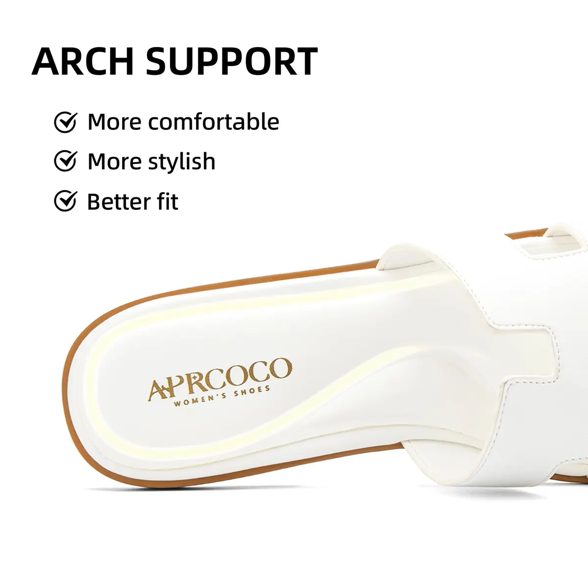 AprCoco Women's Classic H-Band Flat Sandals Size 7.5 (23.5cm) | Comfortable Memory Foam Insole - view 3