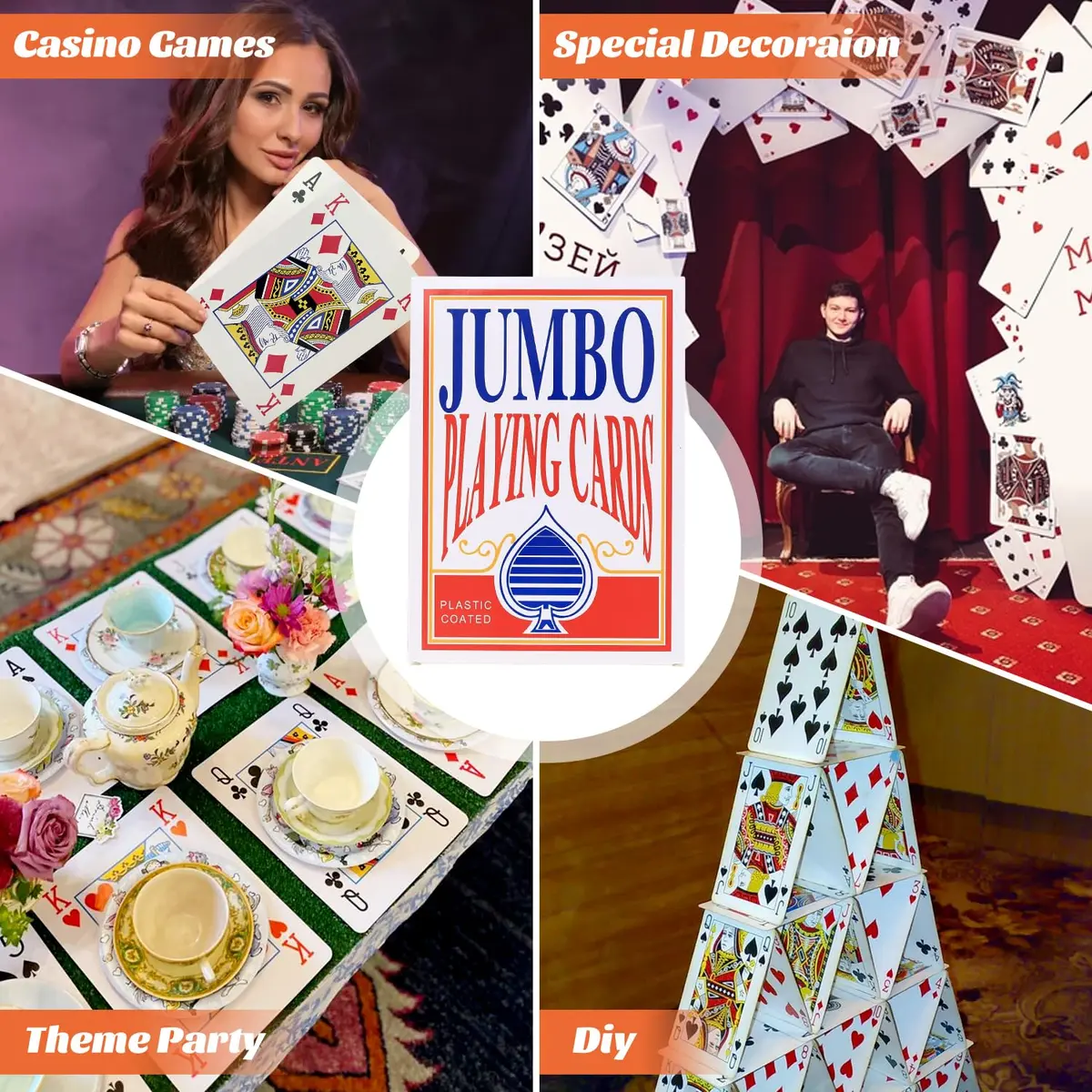 SeptCity Jumbo Playing Cards, Super Big Giant Game (1 Pack) (16 Times) | Oversized Cards for Fun & Decoration - view 6