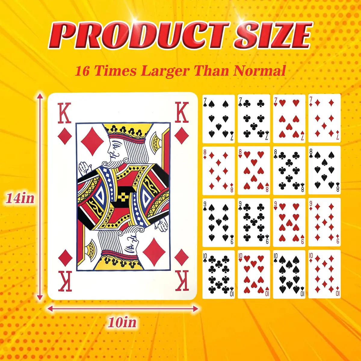 SeptCity Jumbo Playing Cards, Super Big Giant Game (1 Pack) (16 Times) | Oversized Cards for Fun & Decoration - view 2