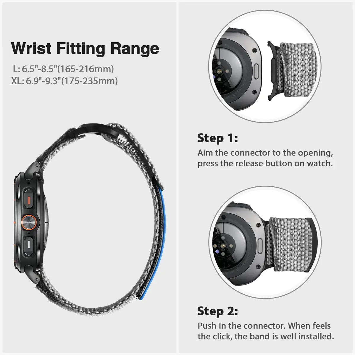 ULTIMAL Nylon Band Compatible with Samsung Galaxy Watch Ultra 2/1 47mm | Breathable, Adjustable, Waterproof Nylon Strap for Men & Women - view 5