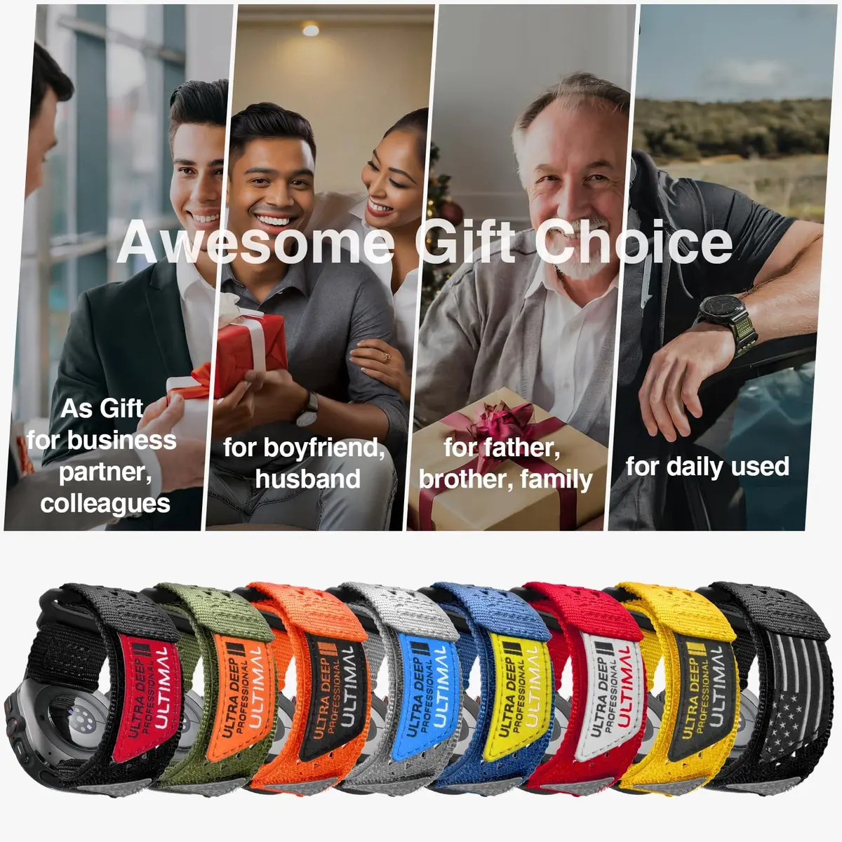 ULTIMAL Nylon Band Compatible with Samsung Galaxy Watch Ultra 2/1 47mm | Breathable, Adjustable, Waterproof Nylon Strap for Men & Women - view 7