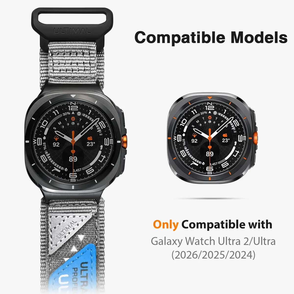 ULTIMAL Nylon Band Compatible with Samsung Galaxy Watch Ultra 2/1 47mm | Breathable, Adjustable, Waterproof Nylon Strap for Men & Women - view 2