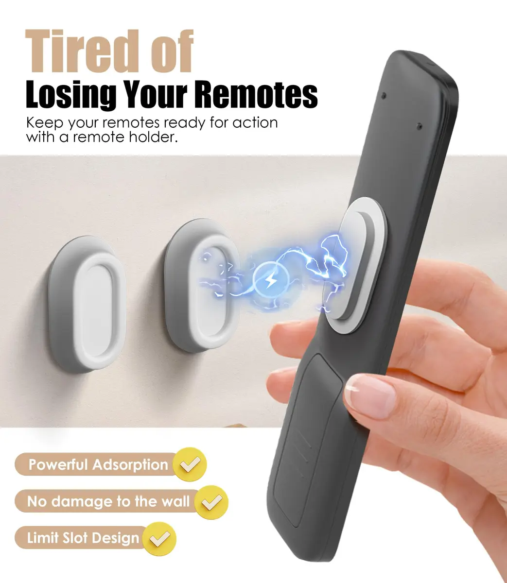 Nearockle Magnetic Remote Control Holder Wall Mount 5-Pack White | Strong N52 Magnet Adsorption for TV/Fan Remotes - view 5