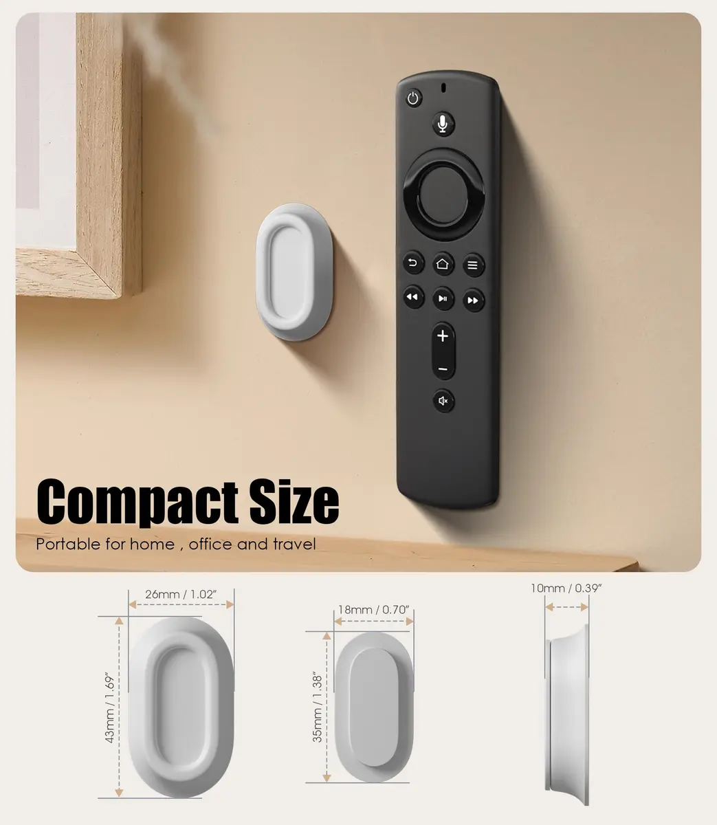 Nearockle Magnetic Remote Control Holder Wall Mount 5-Pack White | Strong N52 Magnet Adsorption for TV/Fan Remotes - view 2