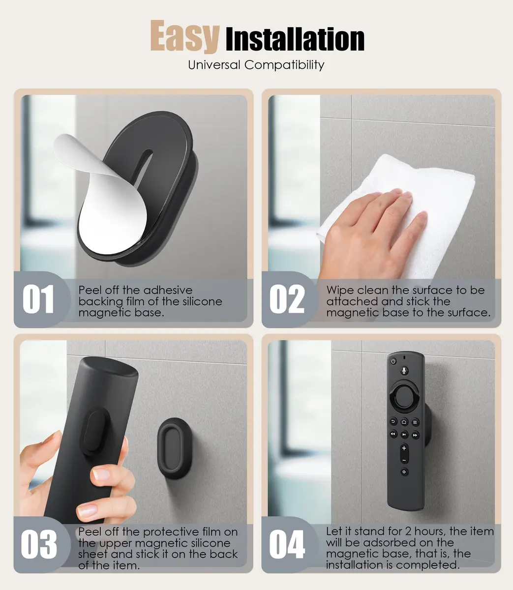 Nearockle Magnetic Remote Control Holder Wall Mount for TV/Fan, 5-Pack Black | Strong N52 Magnet Adsorption - view 5