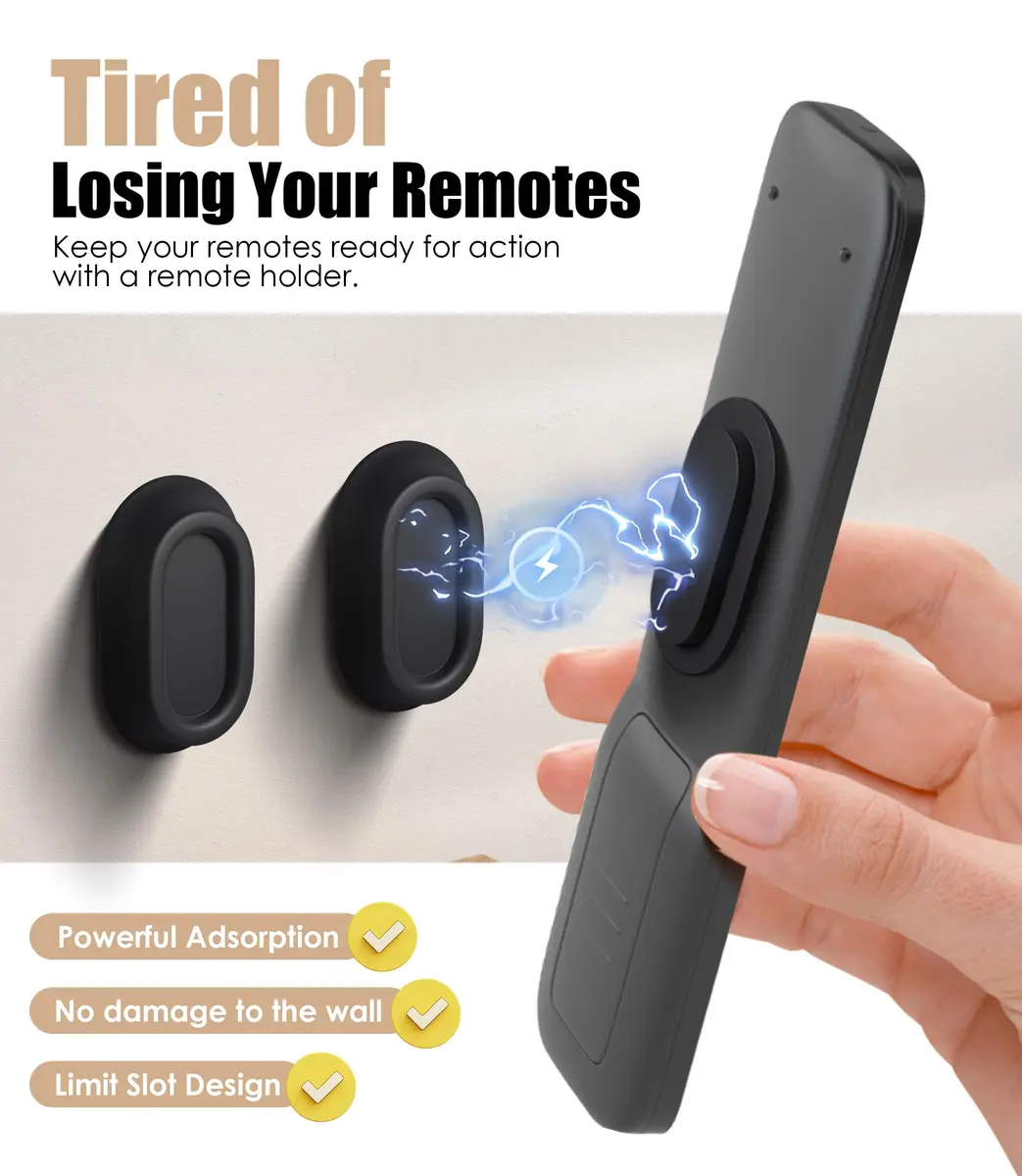 Nearockle Magnetic Remote Control Holder Wall Mount for TV/Fan, 5-Pack Black | Strong N52 Magnet Adsorption - view 4