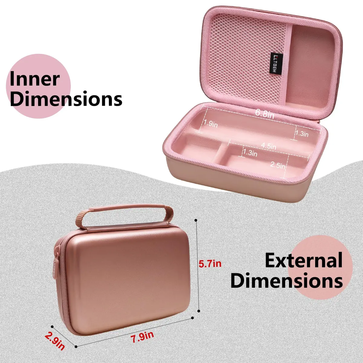 L LTGEM Camera Case for Sony ZV-1F/ZV-1/ZV-1 II | Shockproof & Water-Resistant Rose Gold - view 4