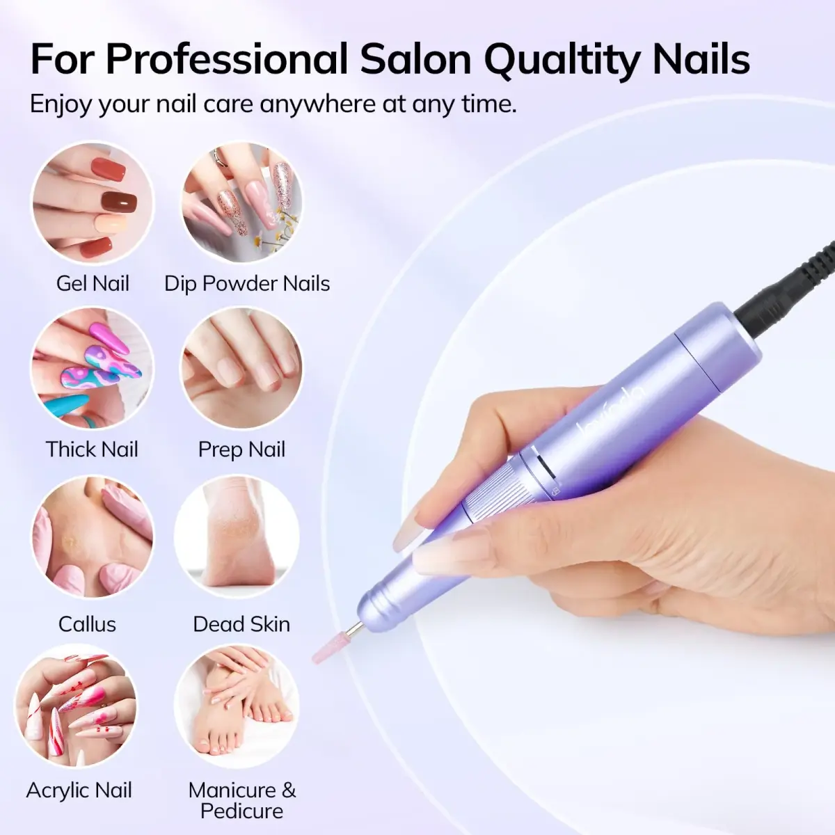 Lavinda Professional Nail Drill 35000 RPM Cordless Efile | Smooth Aluminum Alloy Handpiece - view 2