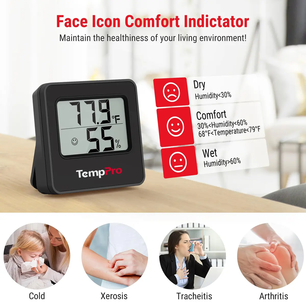 TempPro TempAir 3 Pack Indoor Thermometer & Hygrometer | Accurate Digital Room Monitor for Home - view 5