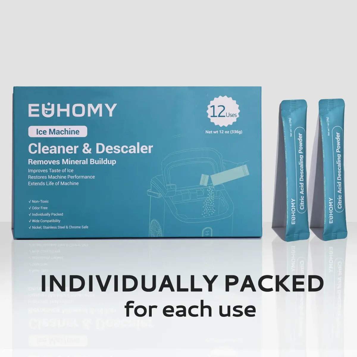 EUHOMY Ice Maker Cleaner & Descaler Powder 12 Uses (340g / 12oz) | Organic Citric Acid Formula for All Ice Machines - view 7