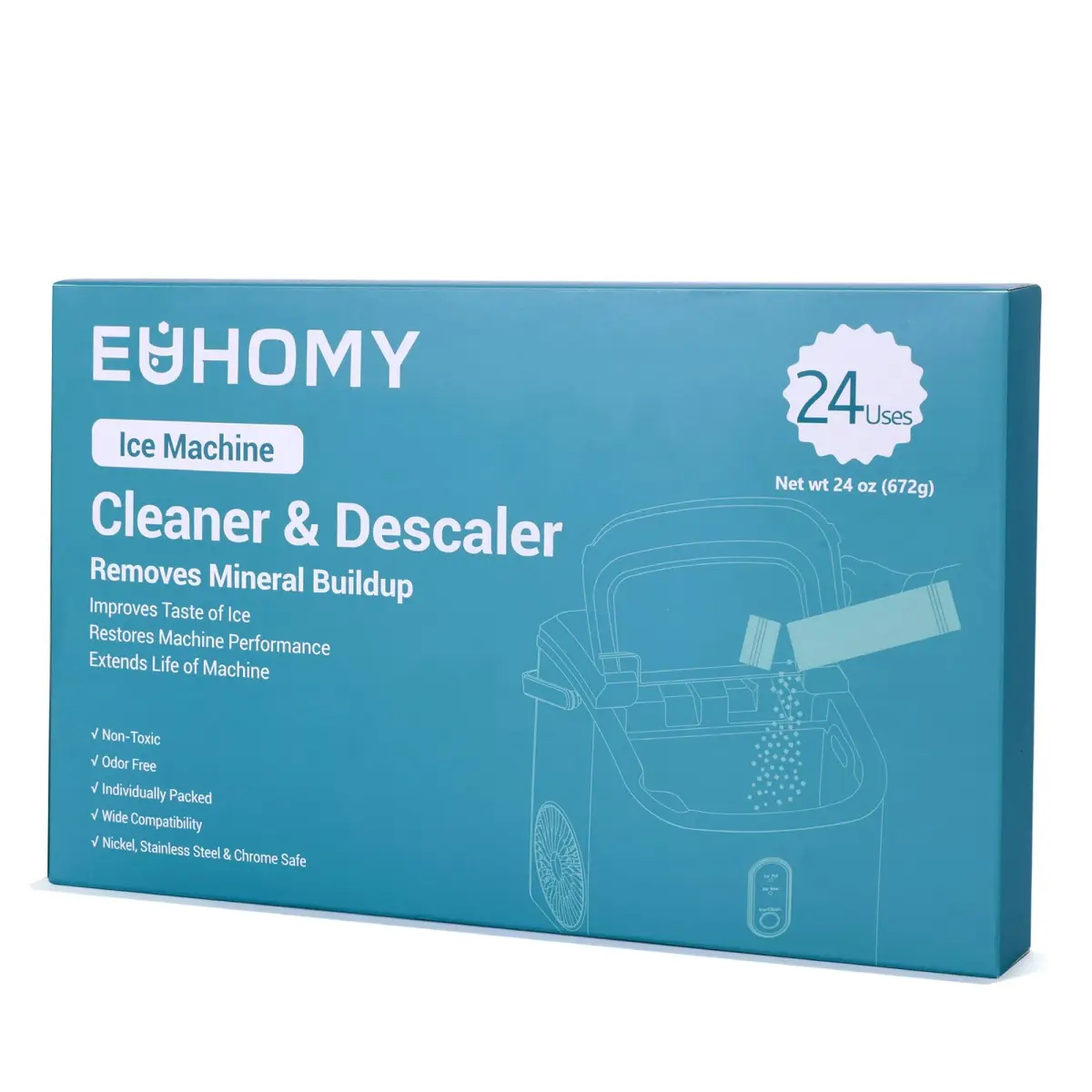 EUHOMY Ice Maker Cleaner & Descaler Powder 24 Uses | Organic Citric Acid for All Brands - view 8