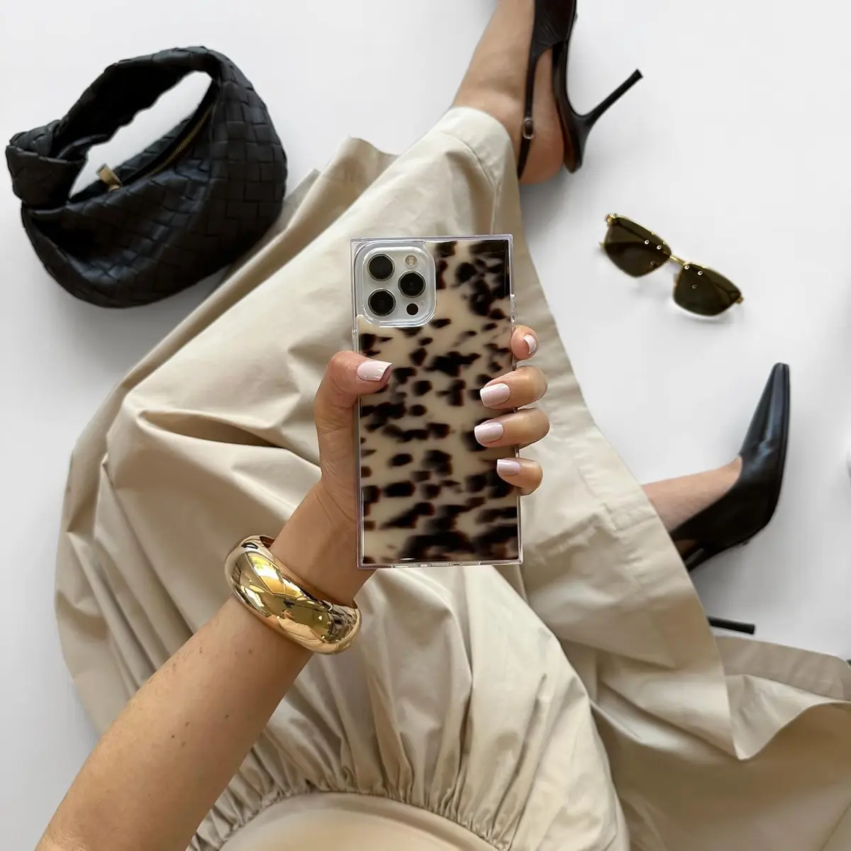 FLAUNT Official Square iPhone 15 Pro Max Case - Blonde Tortoise Shell | Shockproof & MagSafe Compatible - view 2