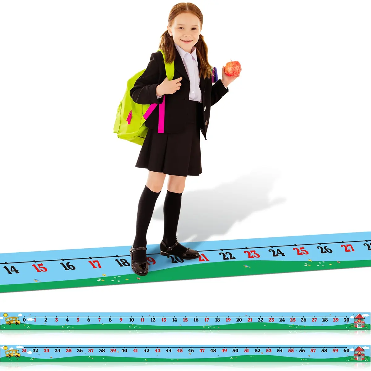 Nuanchu Kids Number Line Mats 0-60 | 6.7m (21.98 ft) x 30.5cm (12 Inch) Educational Learning Tools - main product image
