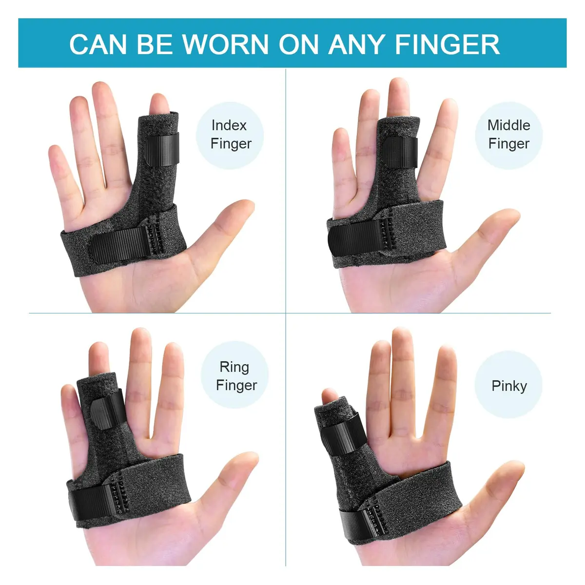 Sumifun Finger Brace Trigger Finger Splint for Arthritis & Injury | Fits Both Hands, Black - view 5
