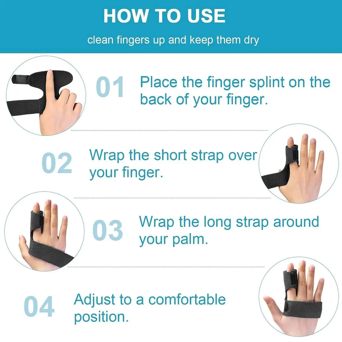 Sumifun Finger Brace Trigger Finger Splint for Arthritis & Injury | Fits Both Hands, Black - view 6