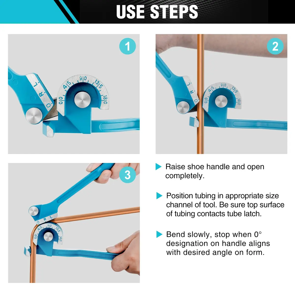 DURATECH 180 Degree Tubing Bender, 3-IN-1 Pipe Bender | Lightweight Aluminum for Copper, Brass, Aluminum & Steel Pipes - view 5