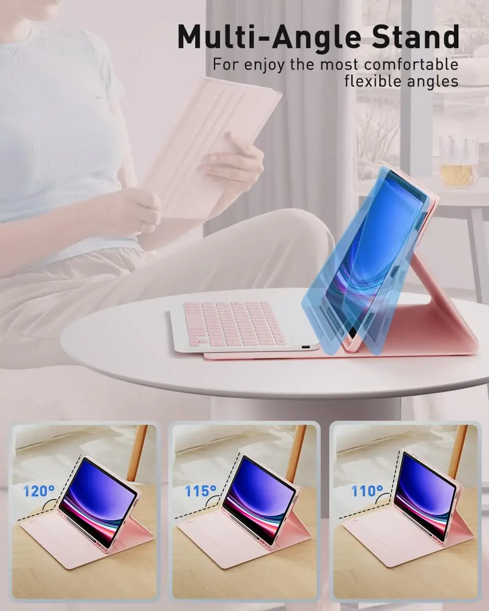 TUNKARMOR Pink Keyboard Case for Samsung Galaxy Tab S10+ / S9 FE+ / S9+ / S8+ / S7 FE / S7+ Plus 12.4-inch with Mouse & S Pen Holder | Detachable Magnetic Keyboard - view 4