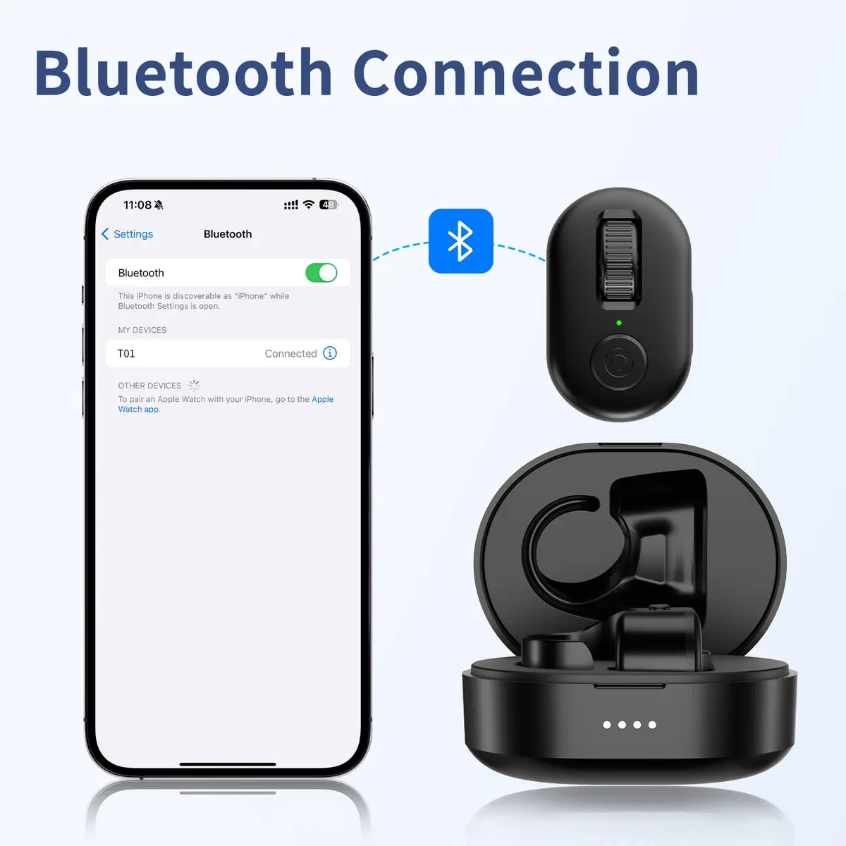 KINMATES Remote Control Ring for Tablets & Phones | Hands-Free TikTok & Ebook Page Turner, Bluetooth, Rechargeable, Black - view 5