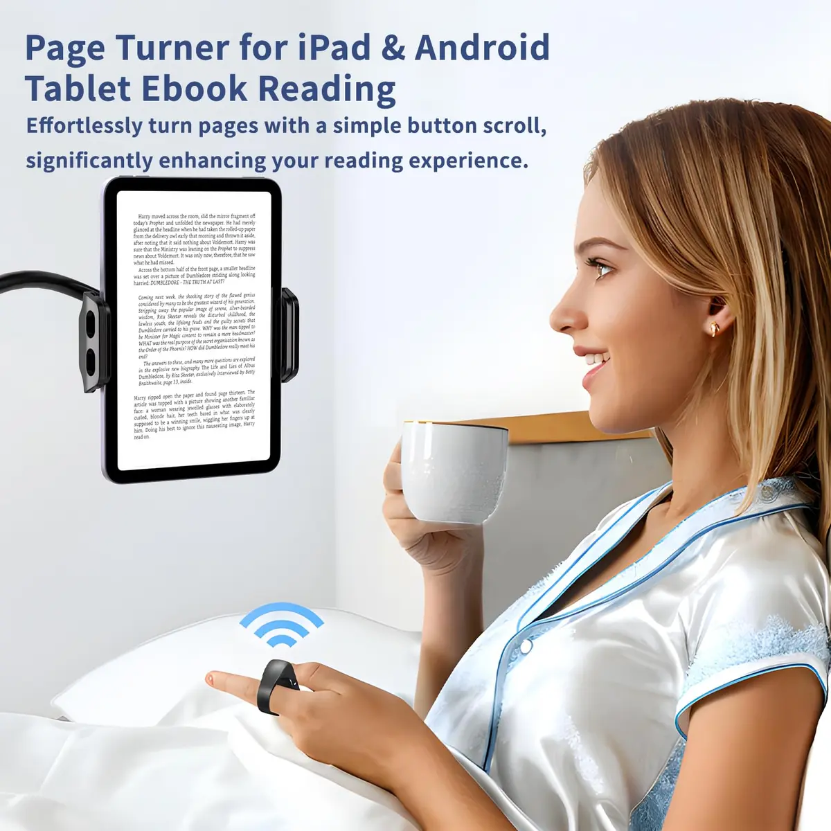 KINMATES Remote Control Ring for Tablets & Phones | Hands-Free TikTok & Ebook Page Turner, Bluetooth, Rechargeable, Black - view 3