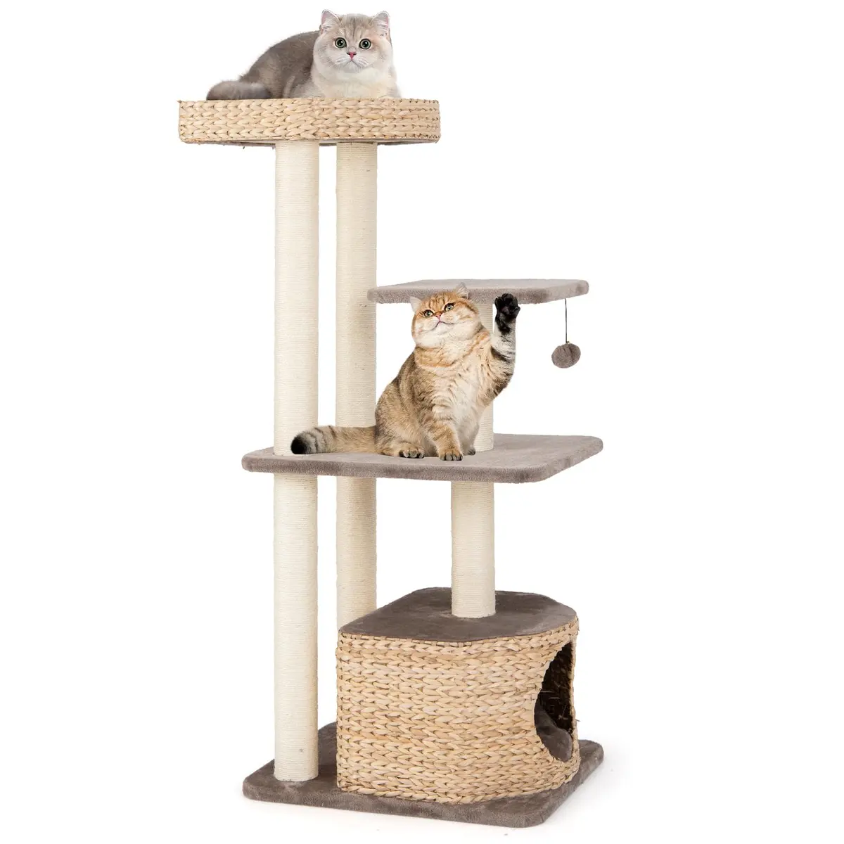 PETSITE 52 inch Cattail Cat Tree | Multi-Level Indoor Cat Tower with Scratching Posts & Cushions - main product image