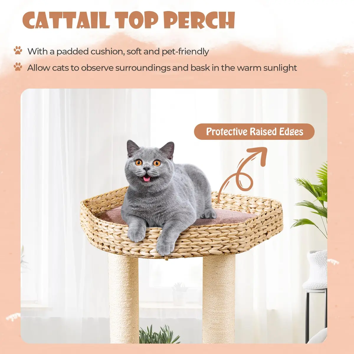 PETSITE 52 inch Cattail Cat Tree | Multi-Level Indoor Cat Tower with Scratching Posts & Cushions - view 8