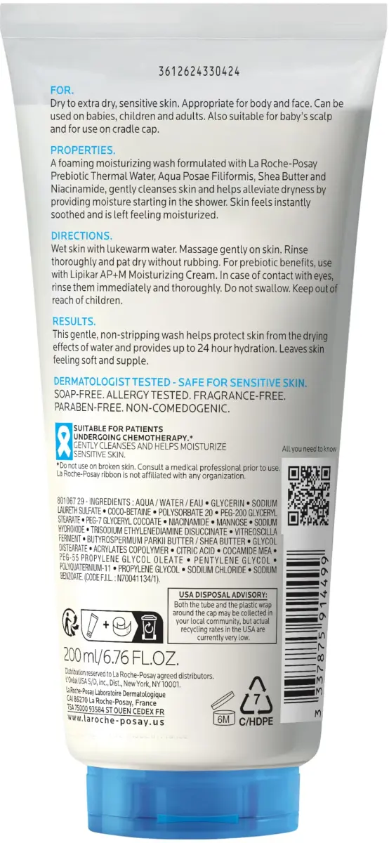 La Roche-Posay AP+ Gentle Moisturizing Body Wash for Dry Skin 200ml (6.76 Fl Oz) | Dermatologist Tested for Sensitive Skin - view 7