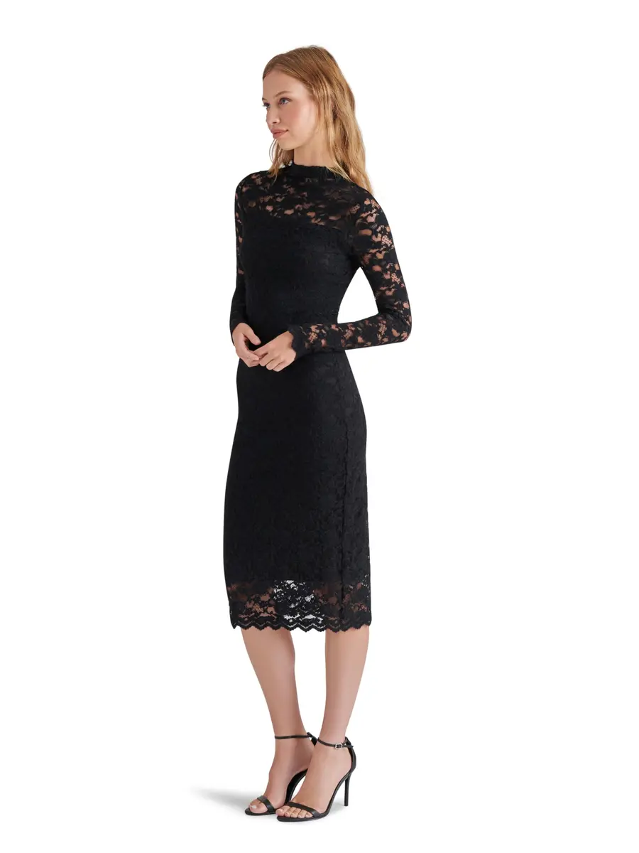 Steve Madden Vivienne Dress, Black, Small | Psychedelic Dreams Mesh Midi - view 2