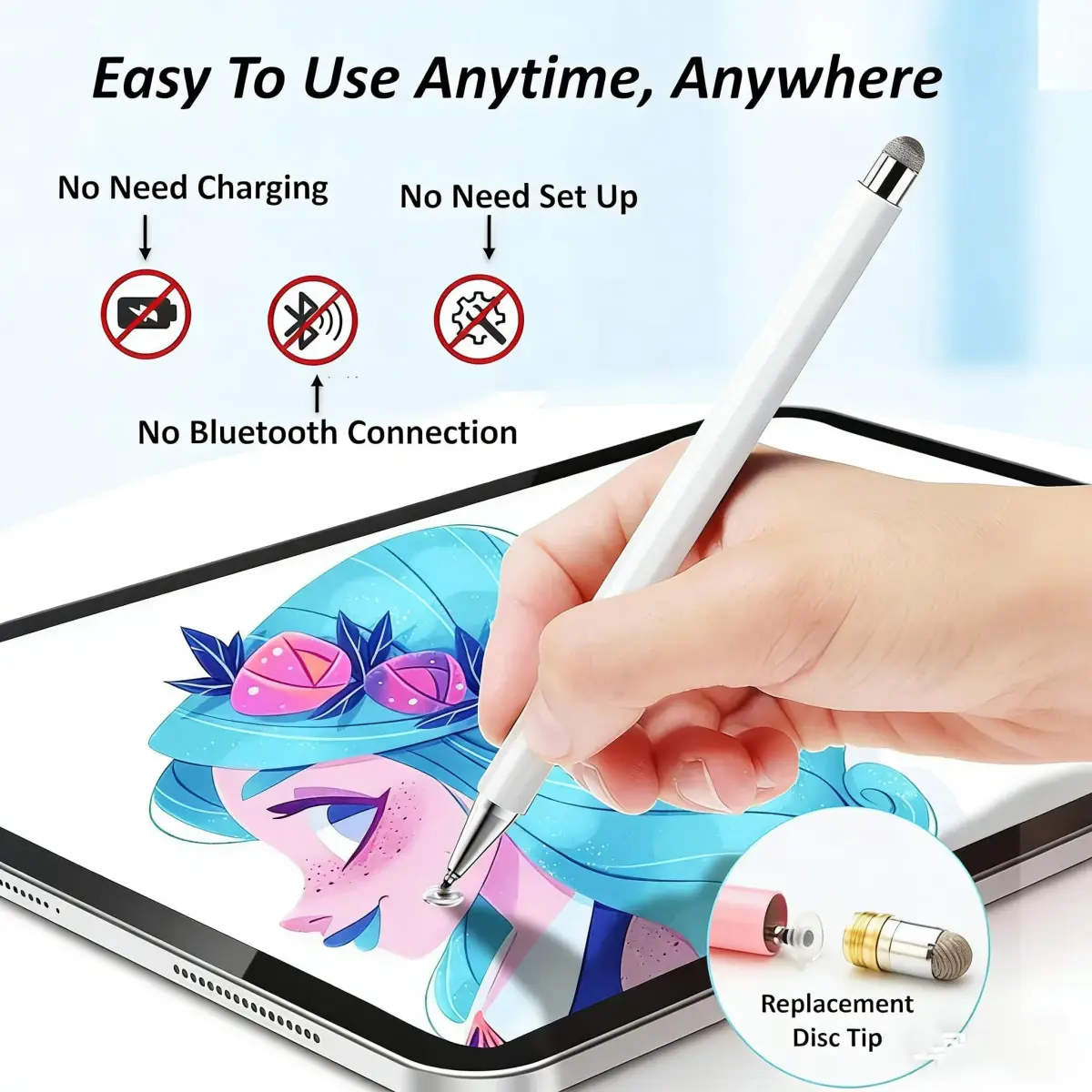 fllynewrite 2-in-1 Stylus Pen 2-Pack (Black+White) | Universal Touch Screen Compatibility - view 3