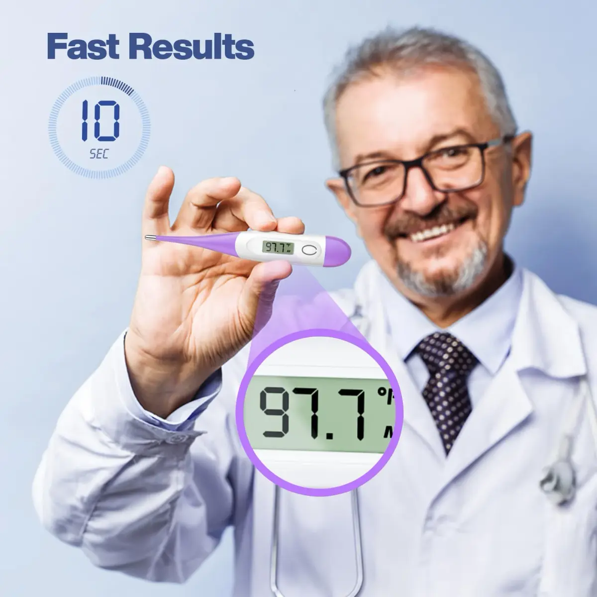 Boncare Digital Oral Thermometer for Adults and Kids, Purple | Fast & Accurate 10-Second Reading - view 2