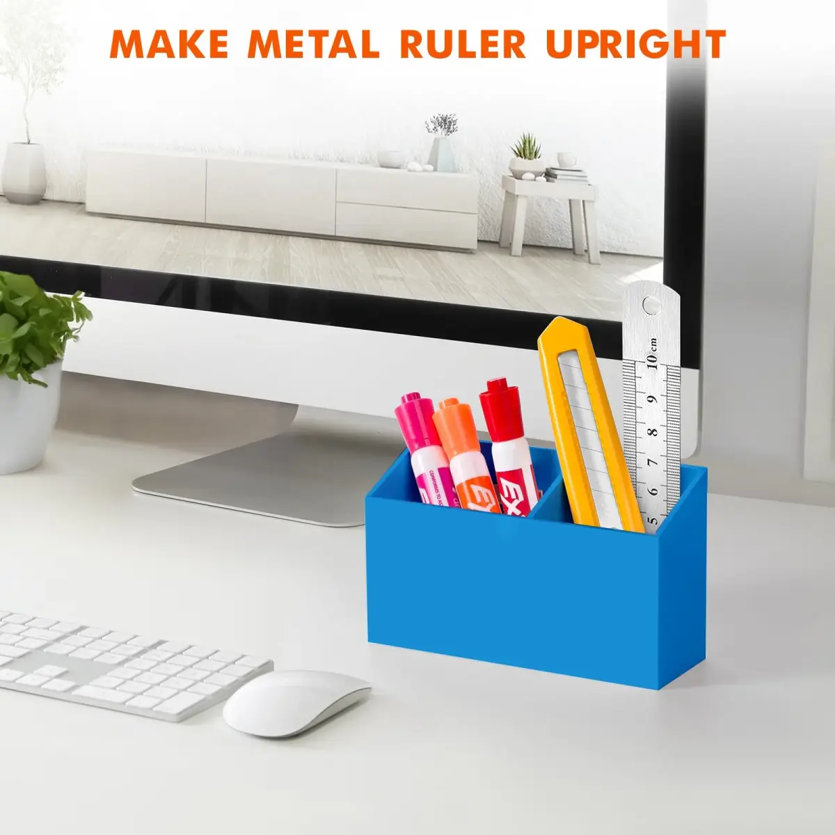BEYGORM Magnetic Dry Erase Marker Holder for Whiteboard & Refrigerator, 15.0 cm (5.9 in) | Non-Slip Acrylic Pen Holder for Classroom, Fridge Magnet, Locker Organizer Accessories, Teacher & School Supplies(Blue) - view 6