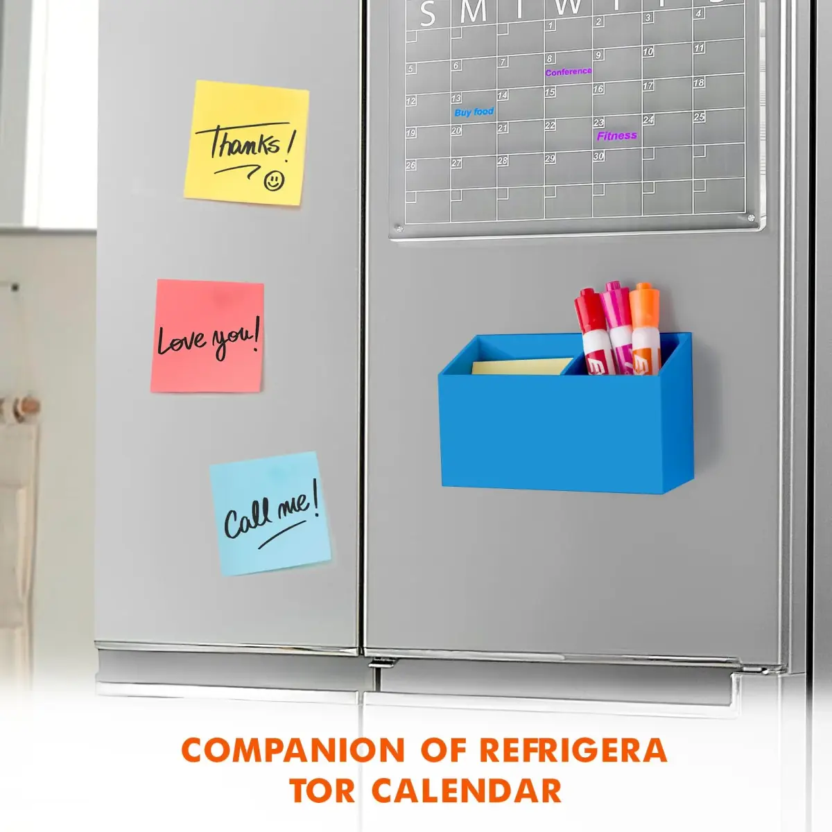 BEYGORM Magnetic Dry Erase Marker Holder for Whiteboard & Refrigerator, 15.0 cm (5.9 in) | Non-Slip Acrylic Pen Holder for Classroom, Fridge Magnet, Locker Organizer Accessories, Teacher & School Supplies(Blue) - view 3