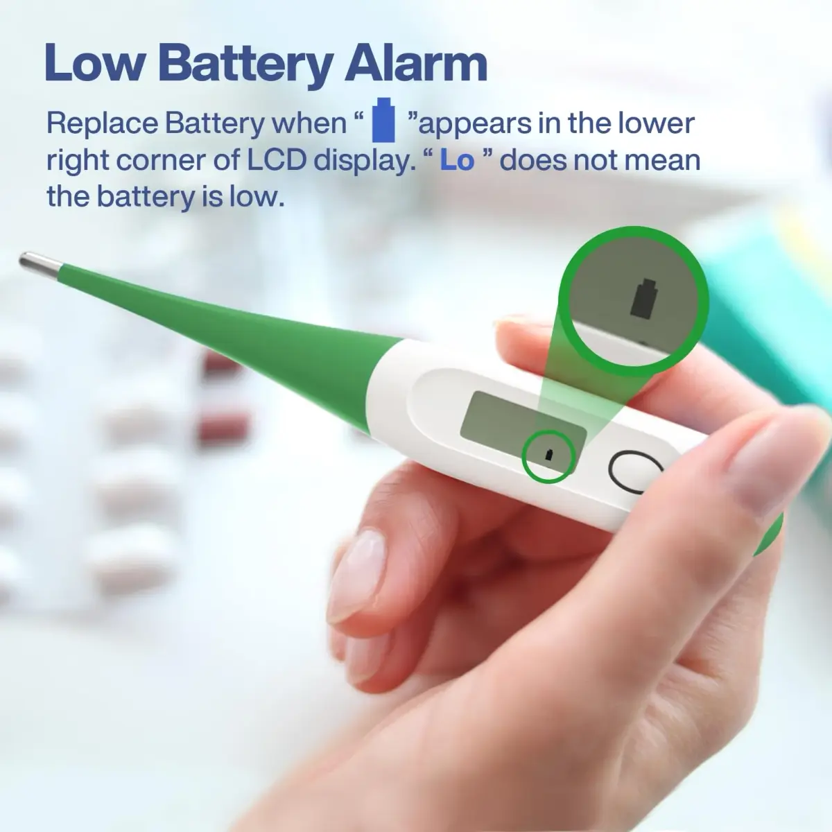 Boncare 10 Seconds Oral Thermometer Dark Green | Accurate & Safe Digital Thermometer for Adults and Kids - view 7