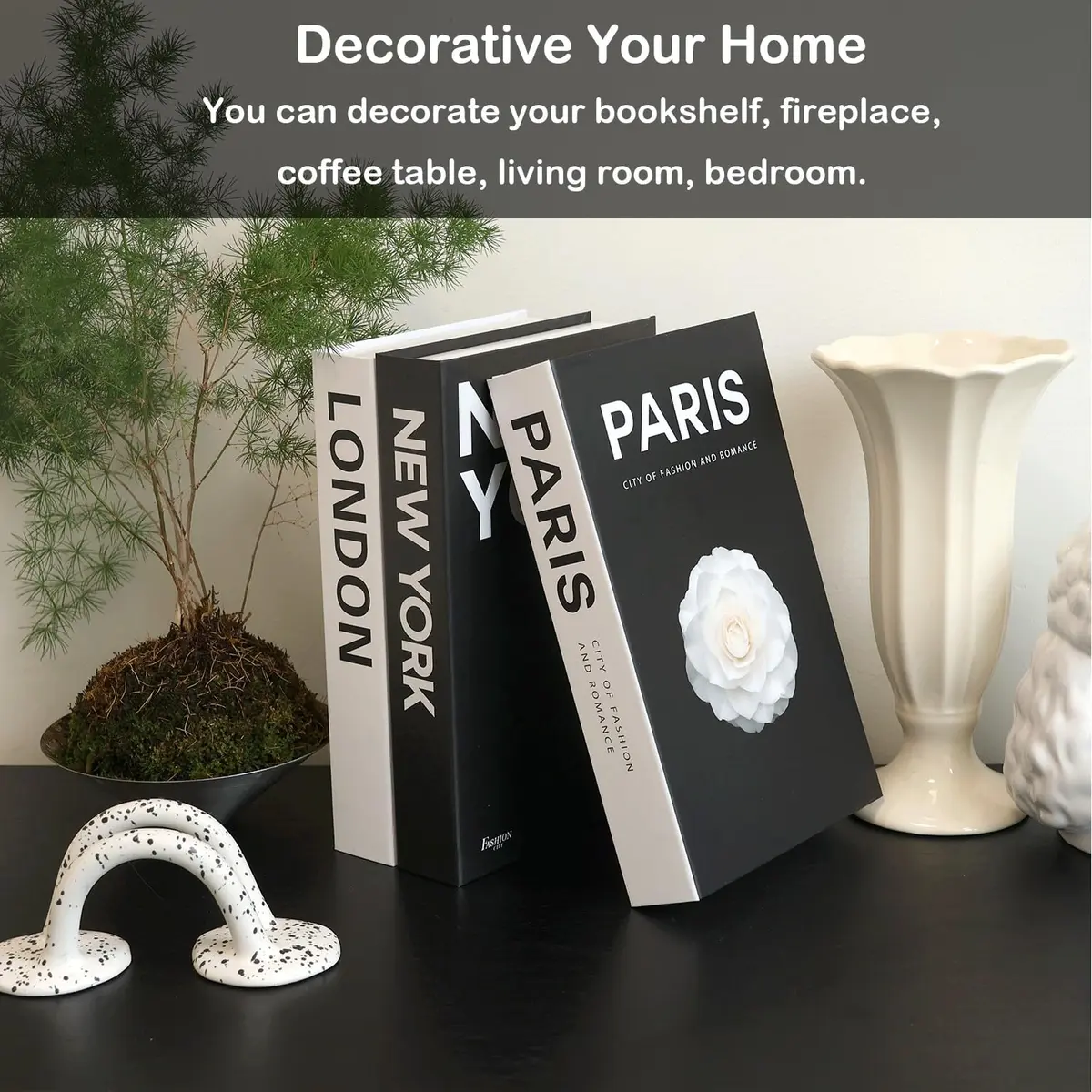Fabiacci Decorative Books for Home Decor, Set of 3 | Modern Farmhouse Book Display - view 3