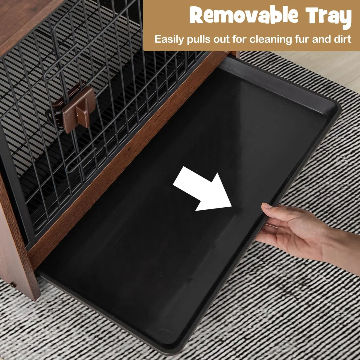PETSITE Dog Crate Furniture | Industrial Style Dog Kennel with Lockable Door, Removable Tray, Adjustable Foot Pads, 24.5 x 19.5 x 24 in - view 7