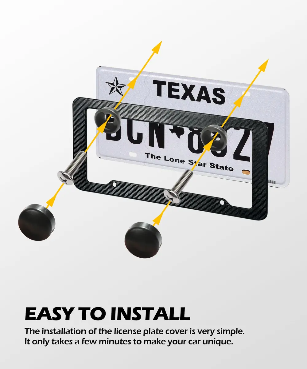 SCUARI Carbon Fiber License Plate Frames (2-Pack, 12.2" x 6.3" / 31cm x 16cm) | Universal Fit for US & Canadian Plates - view 5