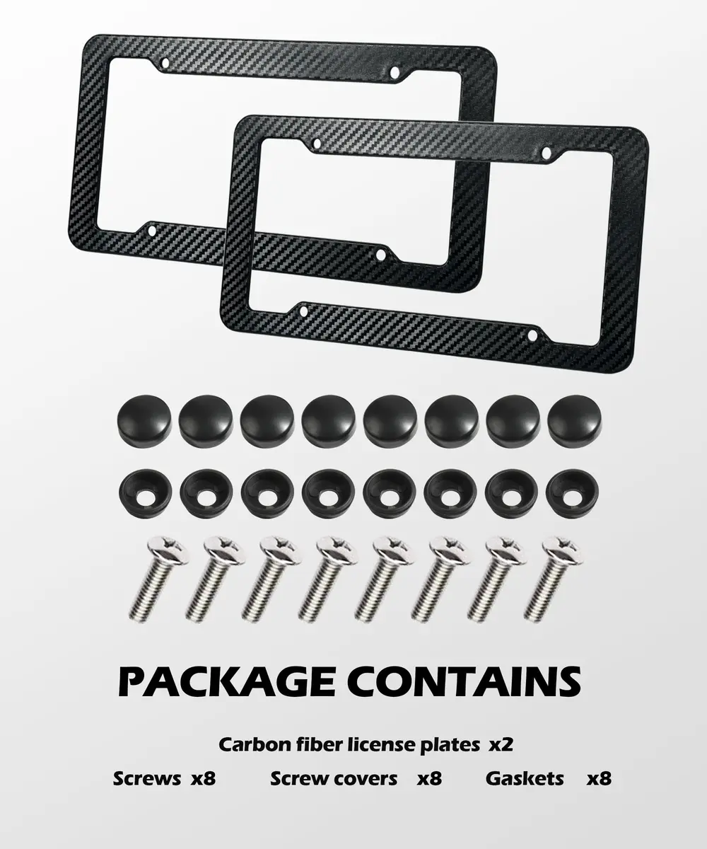 SCUARI Carbon Fiber License Plate Frames (2-Pack, 12.2" x 6.3" / 31cm x 16cm) | Universal Fit for US & Canadian Plates - view 2