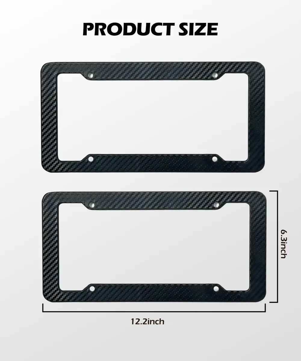 SCUARI Carbon Fiber License Plate Frames (2-Pack, 12.2" x 6.3" / 31cm x 16cm) | Universal Fit for US & Canadian Plates - view 4