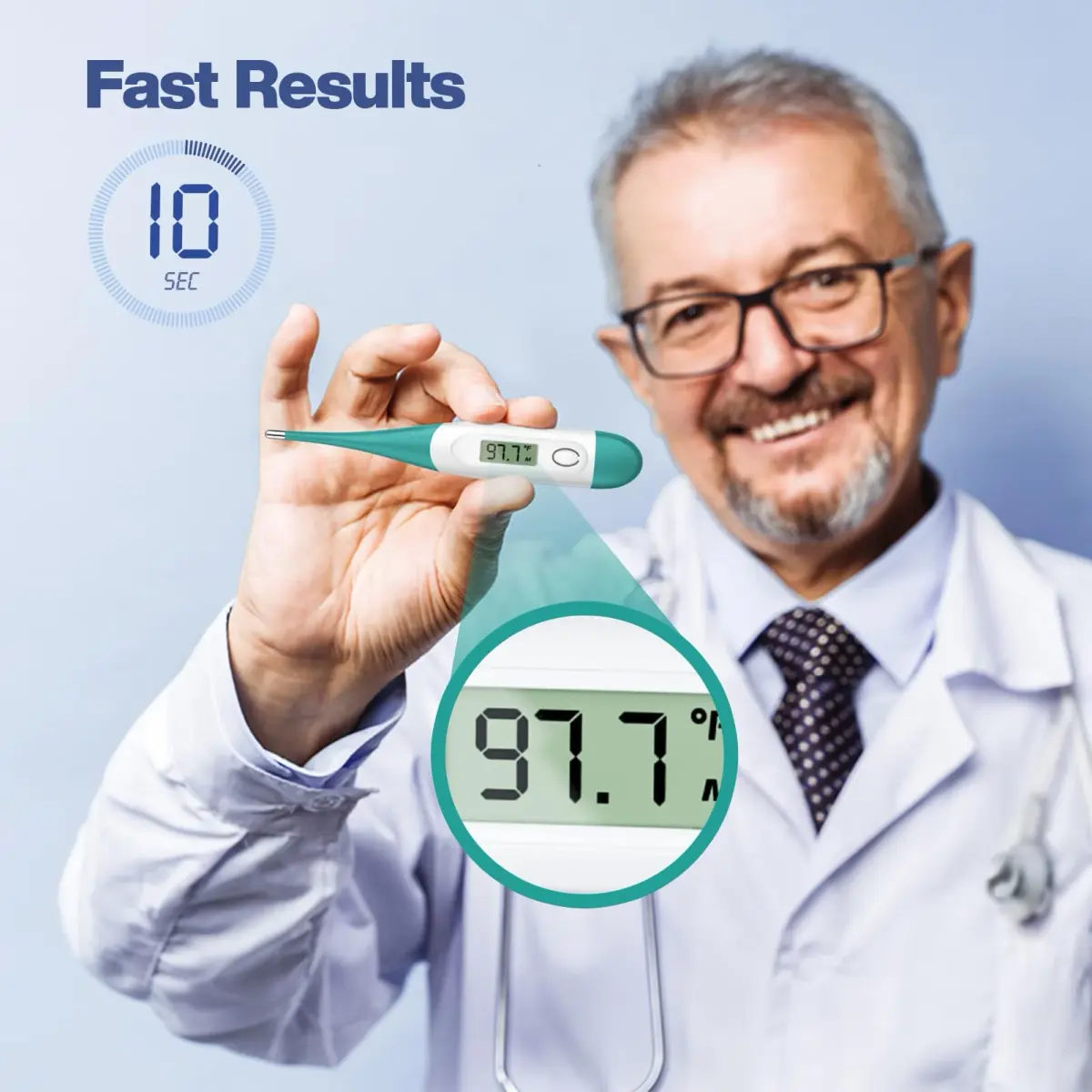 Boncare Digital Thermometer for Adults, Kids & Babies, Clear Blue | Fast & Accurate Reading - view 2