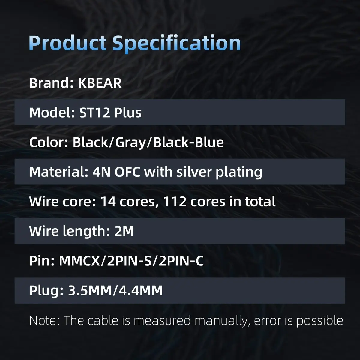 H HIFIHEAR 2M Long Recessed 2Pin IEM Cable | Silver-plated 8 Core OFC for KZ ZS10 PRO/ZSN PRO X - view 8