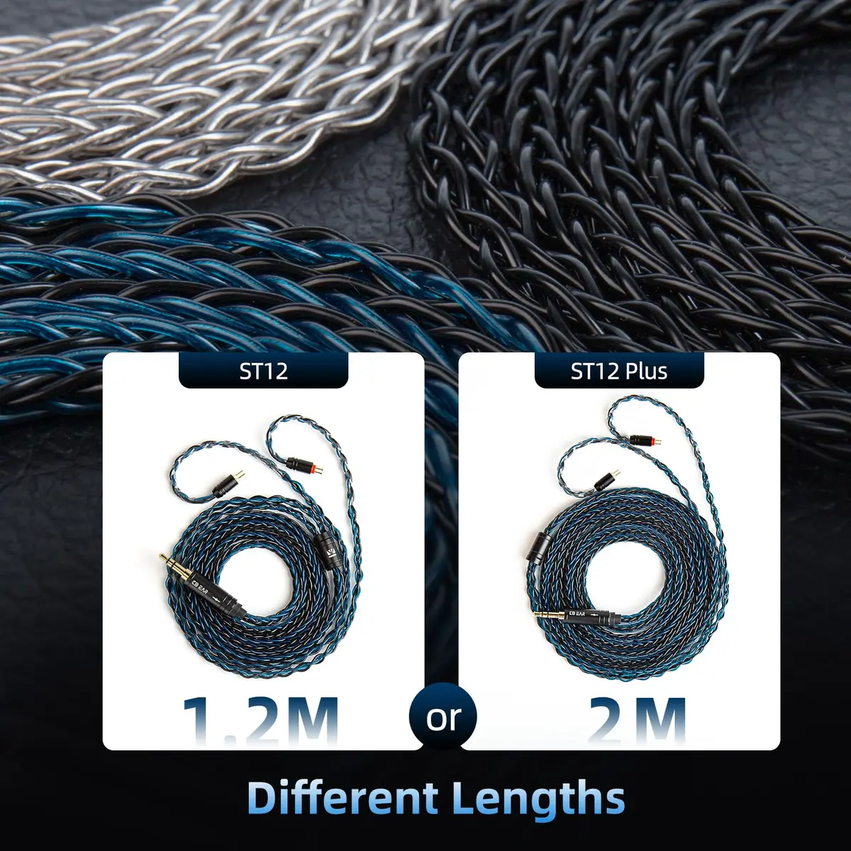 H HIFIHEAR 2M Long Recessed 2Pin IEM Cable | Silver-plated 8 Core OFC for KZ ZS10 PRO/ZSN PRO X - view 3